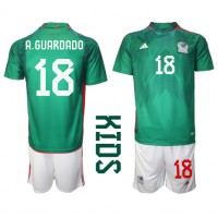 Mexico Andres Guardado #18 Hjemmebanesæt Børn VM 2022 Kortærmet (+ Korte bukser)